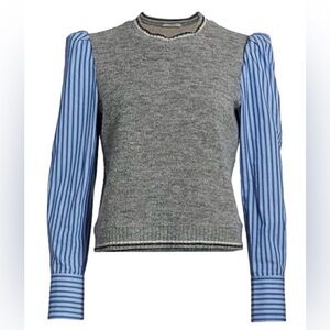 Derek Lam 10 Crosby - Milton Mixed Media Sweater Gray/Blue - S